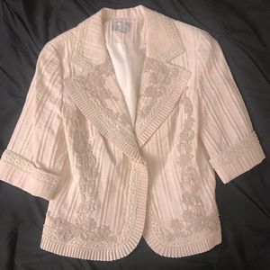 ALBERTO MAKALI Ivory Blush Embroidered Victorian Jacket Size 10